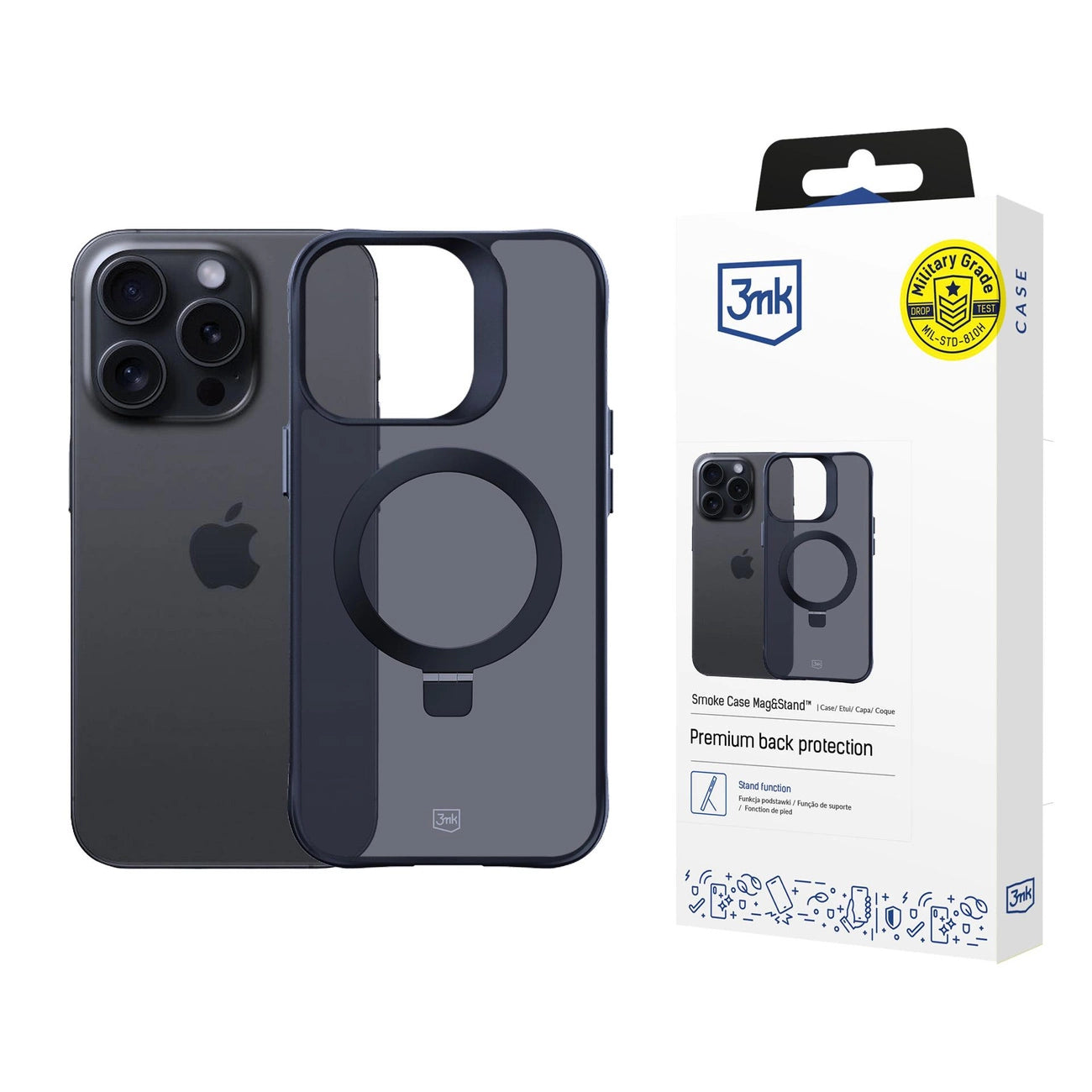 3mk Smoke Case Mag&Stand for Apple iPhone 13 pro - black_0