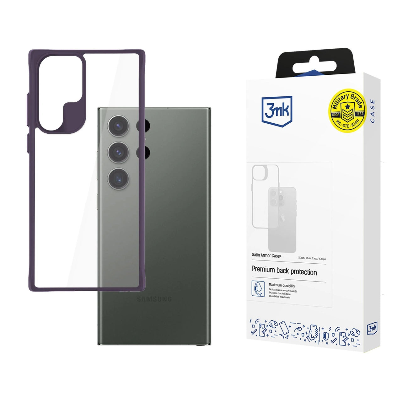 3mk Satin Armor Case+ Purple for Samsung Galaxy S24 Ultra - Transparent_0