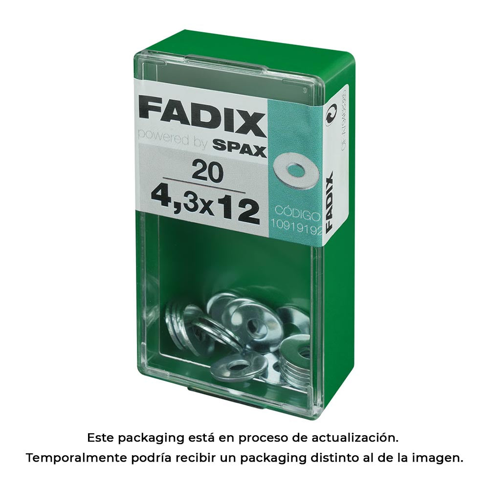 Caixa s 20 unid. anilha plana larga zinco 4,3x12mm fadix_0
