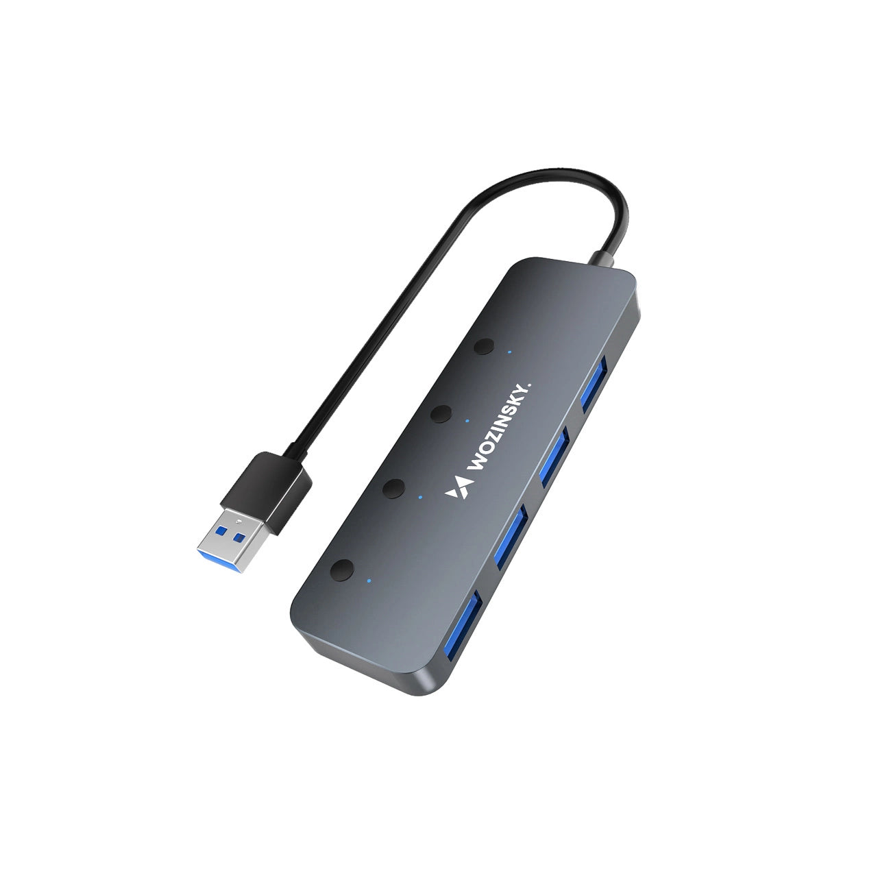 USB-A Hub Wozinsky WHS080YSS 4 x USB-A 3.0 with individual switches, aluminum, with 30 cm cable - gray_0