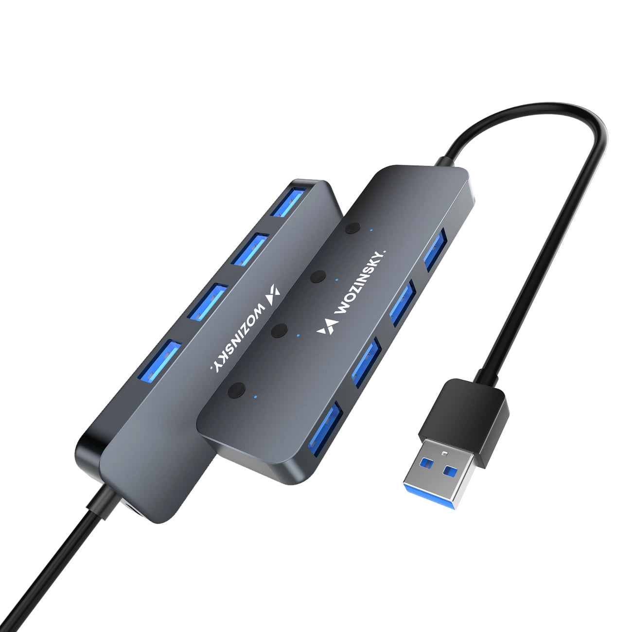 USB-A Hub Wozinsky WHS080YSS 4 x USB-A 3.0 with individual switches, aluminum, with 30 cm cable - gray_1