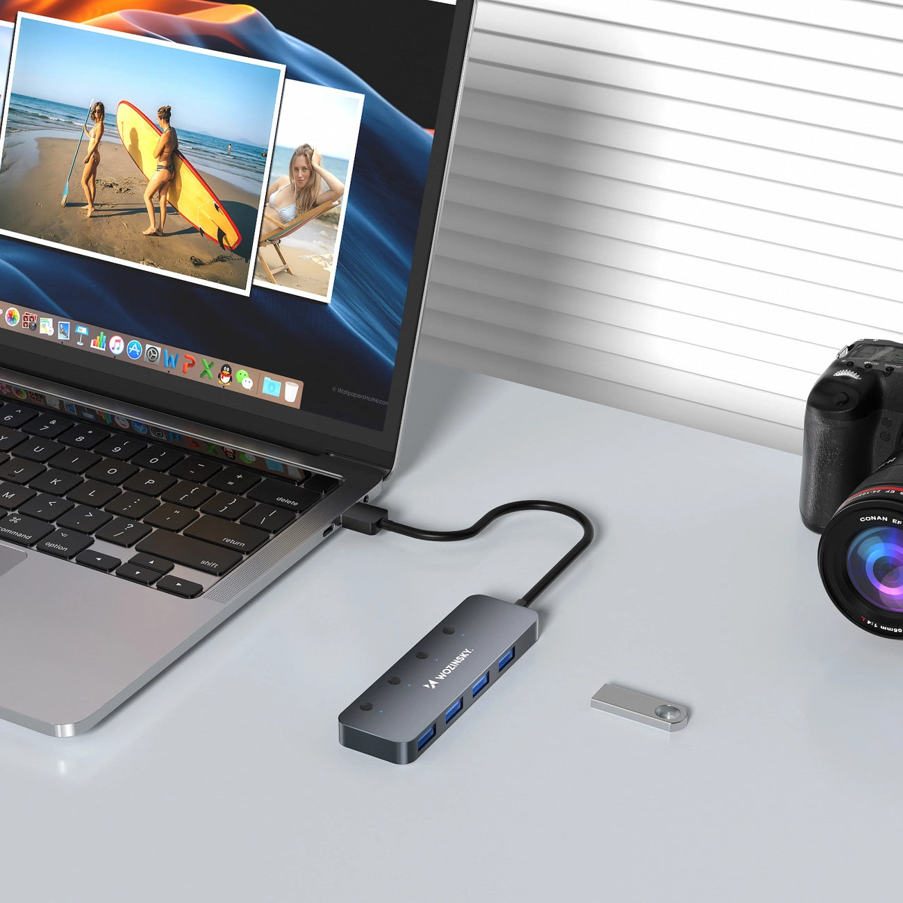 USB-A Hub Wozinsky WHS080YSS 4 x USB-A 3.0 with individual switches, aluminum, with 30 cm cable - gray_4