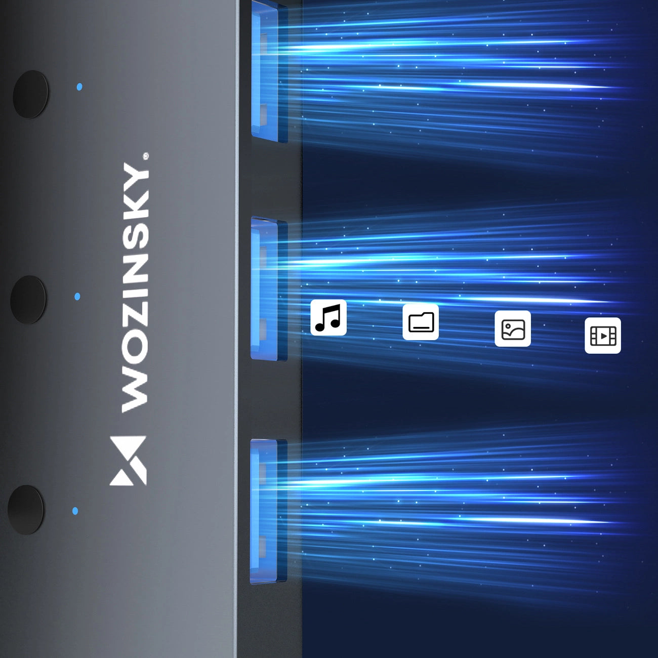 USB-A Hub Wozinsky WHS080YSS 4 x USB-A 3.0 with individual switches, aluminum, with 30 cm cable - gray_5