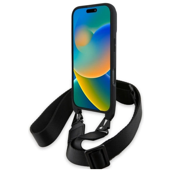BMW M Edition Carbon Tricolor Lines & Strap Case for iPhone 16 Pro - Black_3