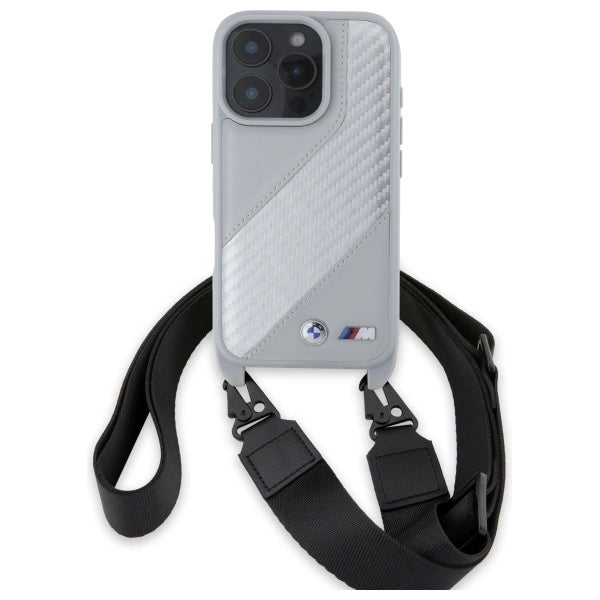 BMW M Edition Carbon Stripe & Strap iPhone 16 Pro Max Case - Gray_1