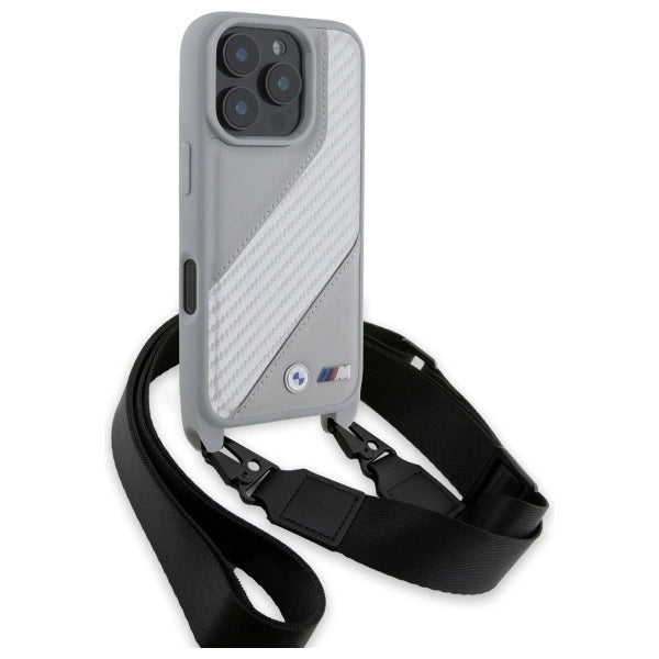 BMW M Edition Carbon Stripe & Strap iPhone 16 Pro Max Case - Gray_2