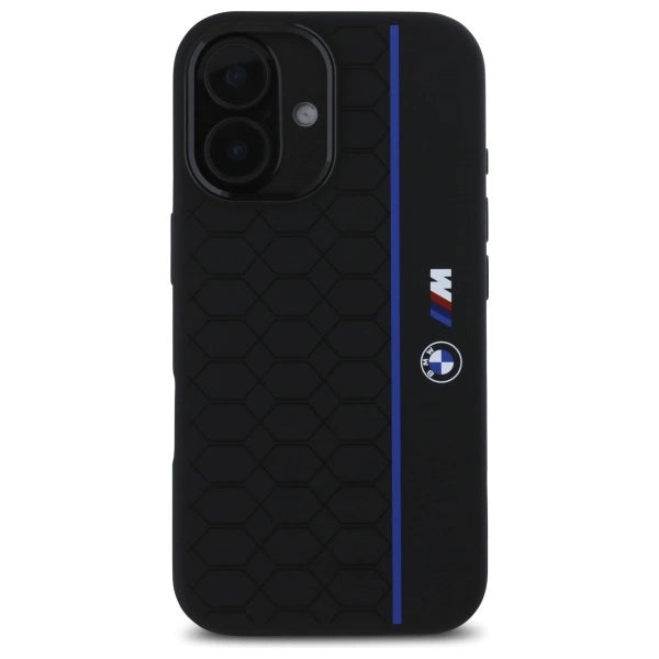 BMW Silicone Hexagon Blue Line MagSafe iPhone 16 Case - Black_2
