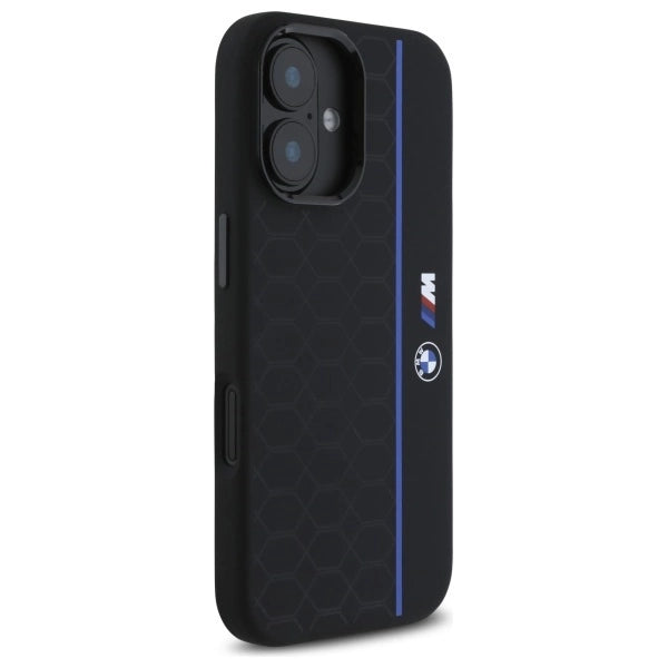 BMW Silicone Hexagon Blue Line MagSafe iPhone 16 Case - Black_3