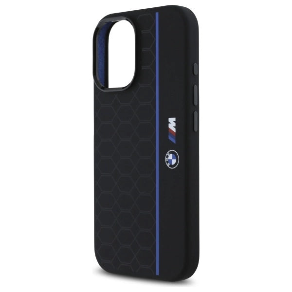 BMW Silicone Hexagon Blue Line MagSafe iPhone 16 Case - Black_5
