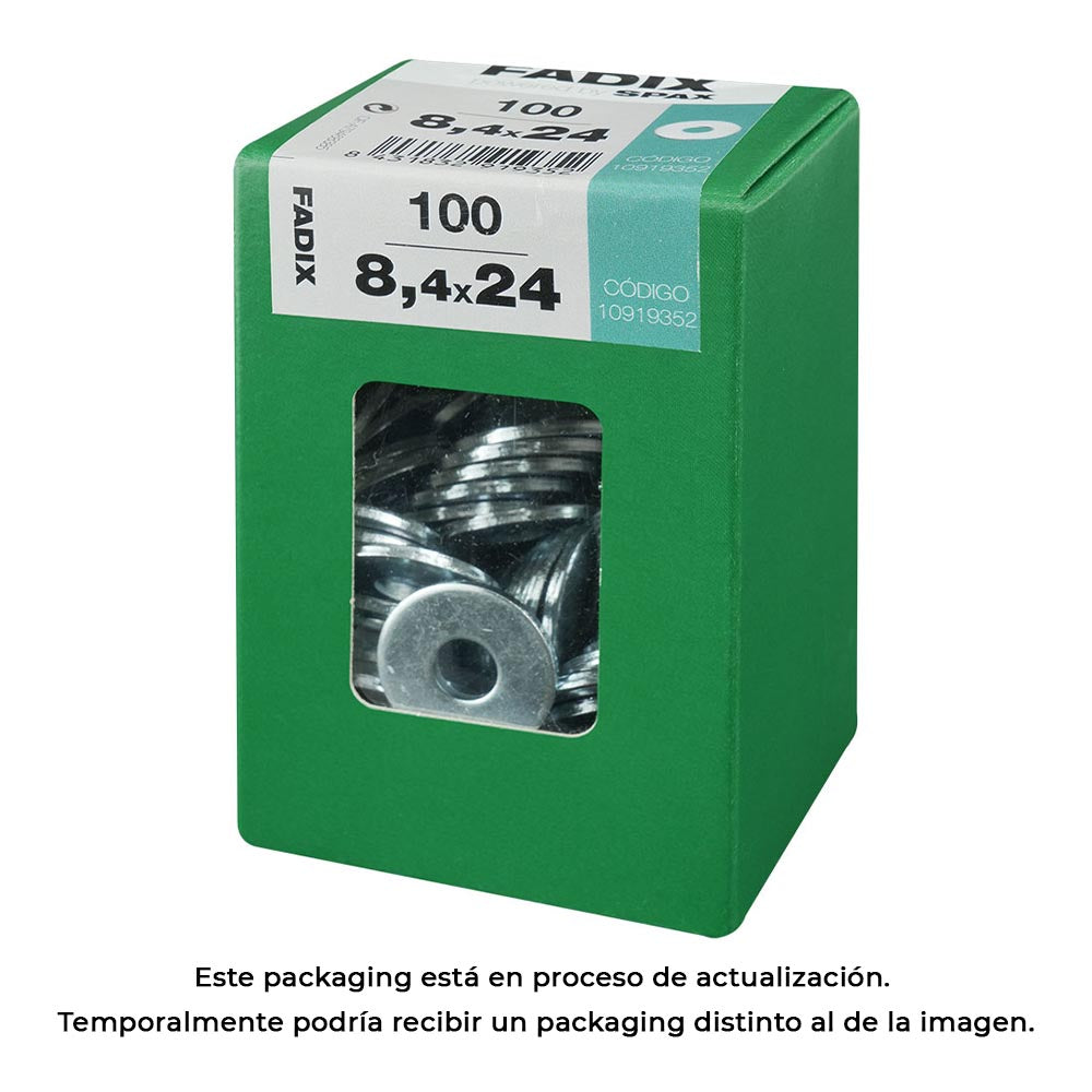 Caixa l 100 unid. anilha plana larga zinco 8,4x24mm fadix_0