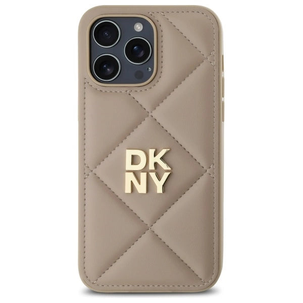 DKNY Quilted Stack Logo iPhone 14 Pro Case - Beige_2