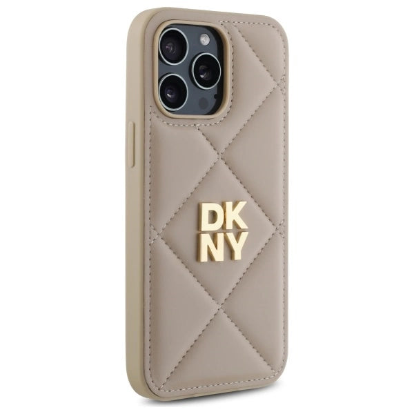 DKNY Quilted Stack Logo iPhone 14 Pro Case - Beige_3
