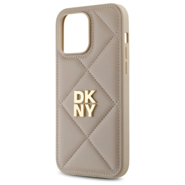 DKNY Quilted Stack Logo iPhone 14 Pro Case - Beige_5