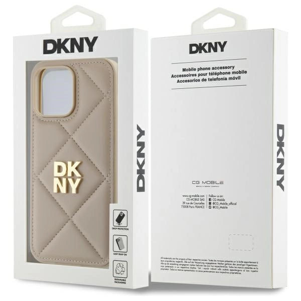 DKNY Quilted Stack Logo iPhone 14 Pro Case - Beige_7