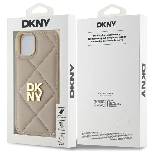 DKNY Quilted Stack Logo iPhone 14 Case - Beige_7