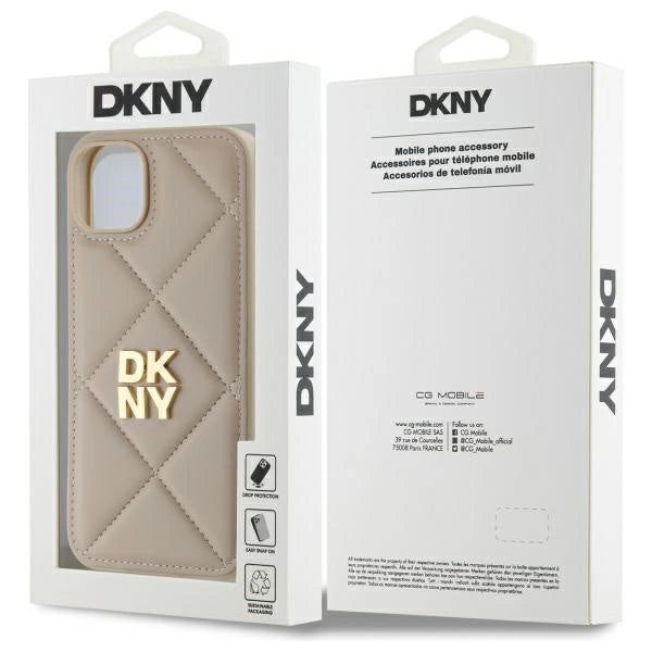 DKNY Quilted Stack Logo iPhone 15 Plus Case - Beige_7
