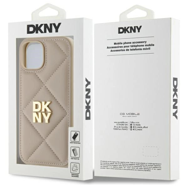 DKNY Quilted Stack Logo iPhone 15 Case - Beige_7