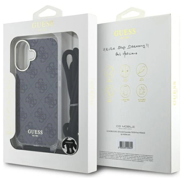 Guess Crossbody Cord 4G Print Case for iPhone 16 - Black_6