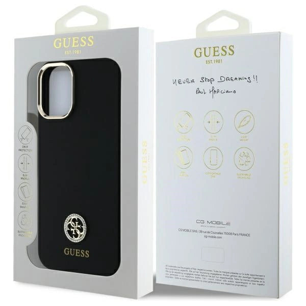 Guess Silicone Logo Strass 4G Case for iPhone 16 - Black_7