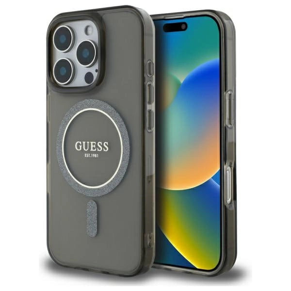 Guess IML Glitter Circle MagSafe case for iPhone 16 Pro - black_0