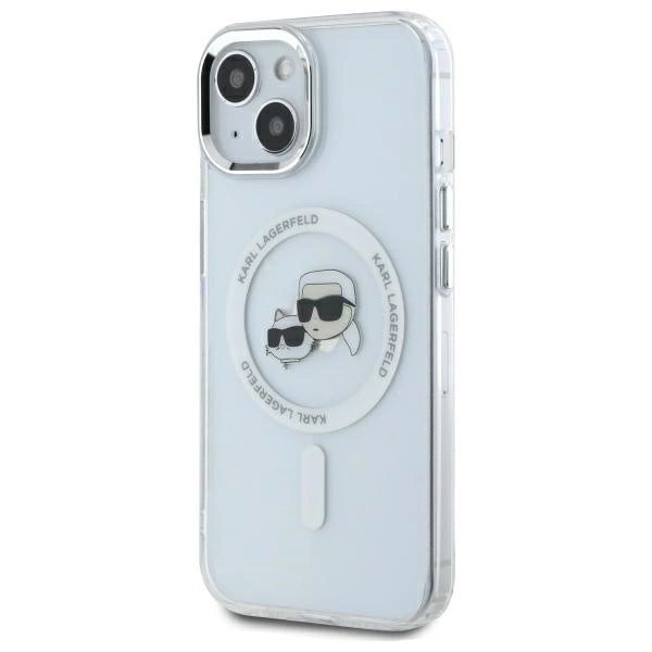 Karl Lagerfeld IML Metal Karl&Choupette Head MagSafe iPhone 14 Case - White_1