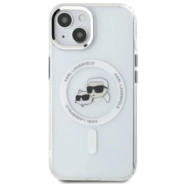 Karl Lagerfeld IML Metal Karl&Choupette Head MagSafe iPhone 14 Case - White_2