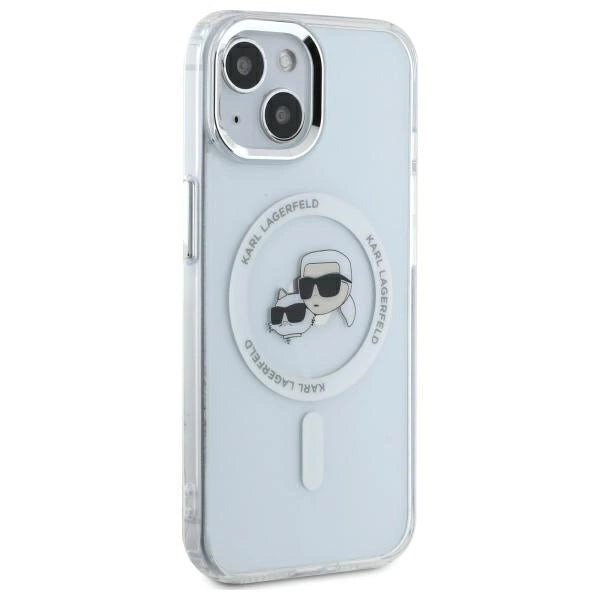 Karl Lagerfeld IML Metal Karl&Choupette Head MagSafe iPhone 14 Case - White_3