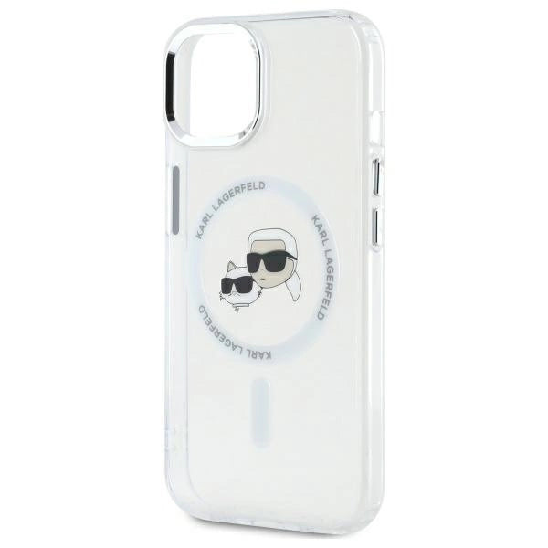 Karl Lagerfeld IML Metal Karl&Choupette Head MagSafe iPhone 14 Case - White_5