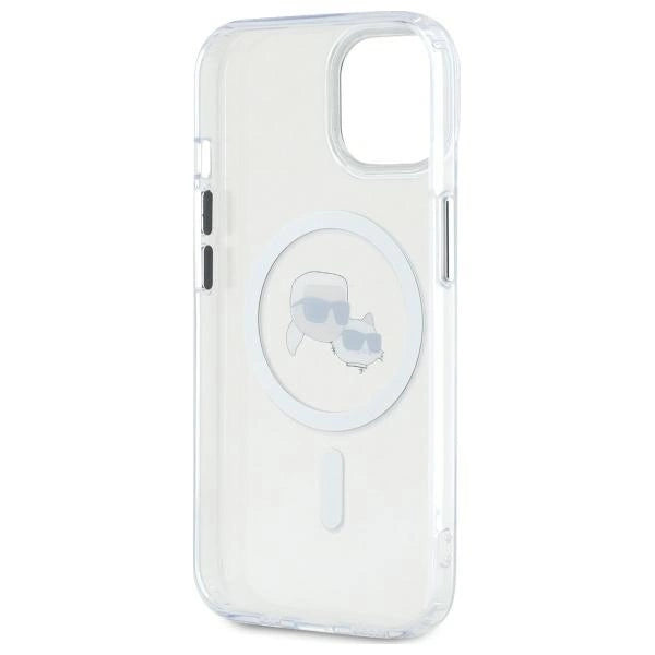 Karl Lagerfeld IML Metal Karl&Choupette Head MagSafe iPhone 14 Case - White_6