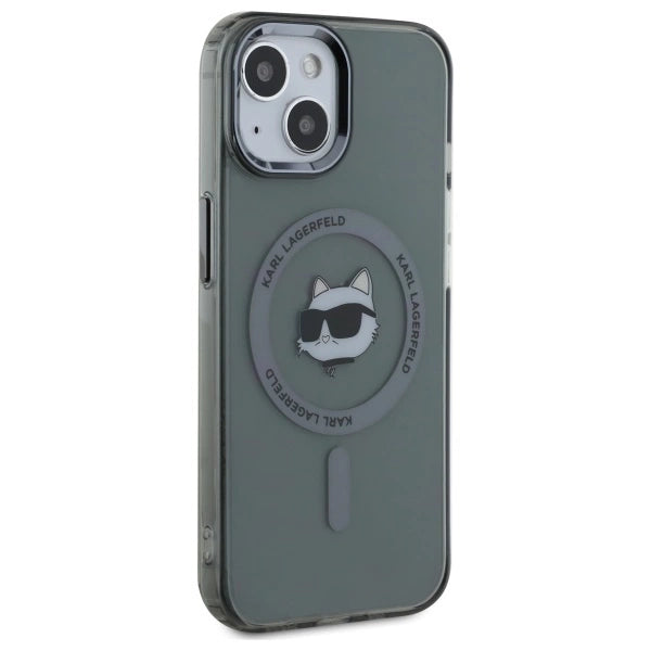 Karl Lagerfeld KLHMP15SHLSCHK iPhone 15 6.1" black/black hardcase IML Metal Choupette Head MagSafe_3