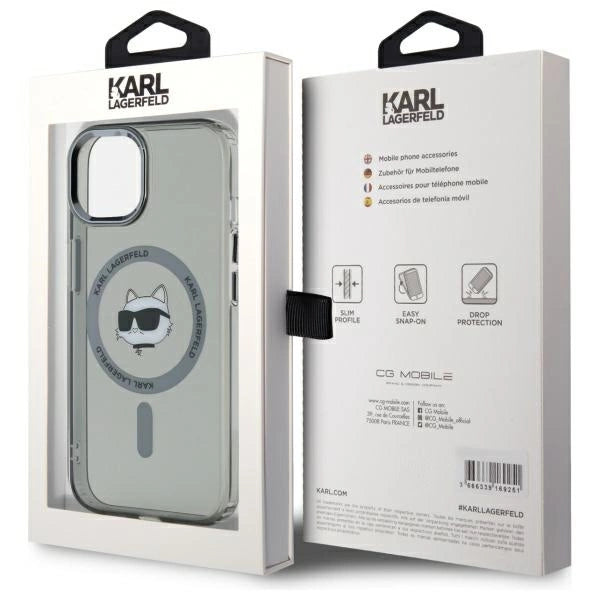 Karl Lagerfeld KLHMP15SHLSCHK iPhone 15 6.1" black/black hardcase IML Metal Choupette Head MagSafe_7