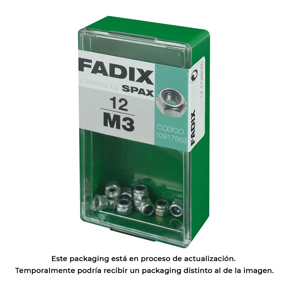 Caixa s 12 unid. porca auto-bloqueio zinco m 3 fadix_0
