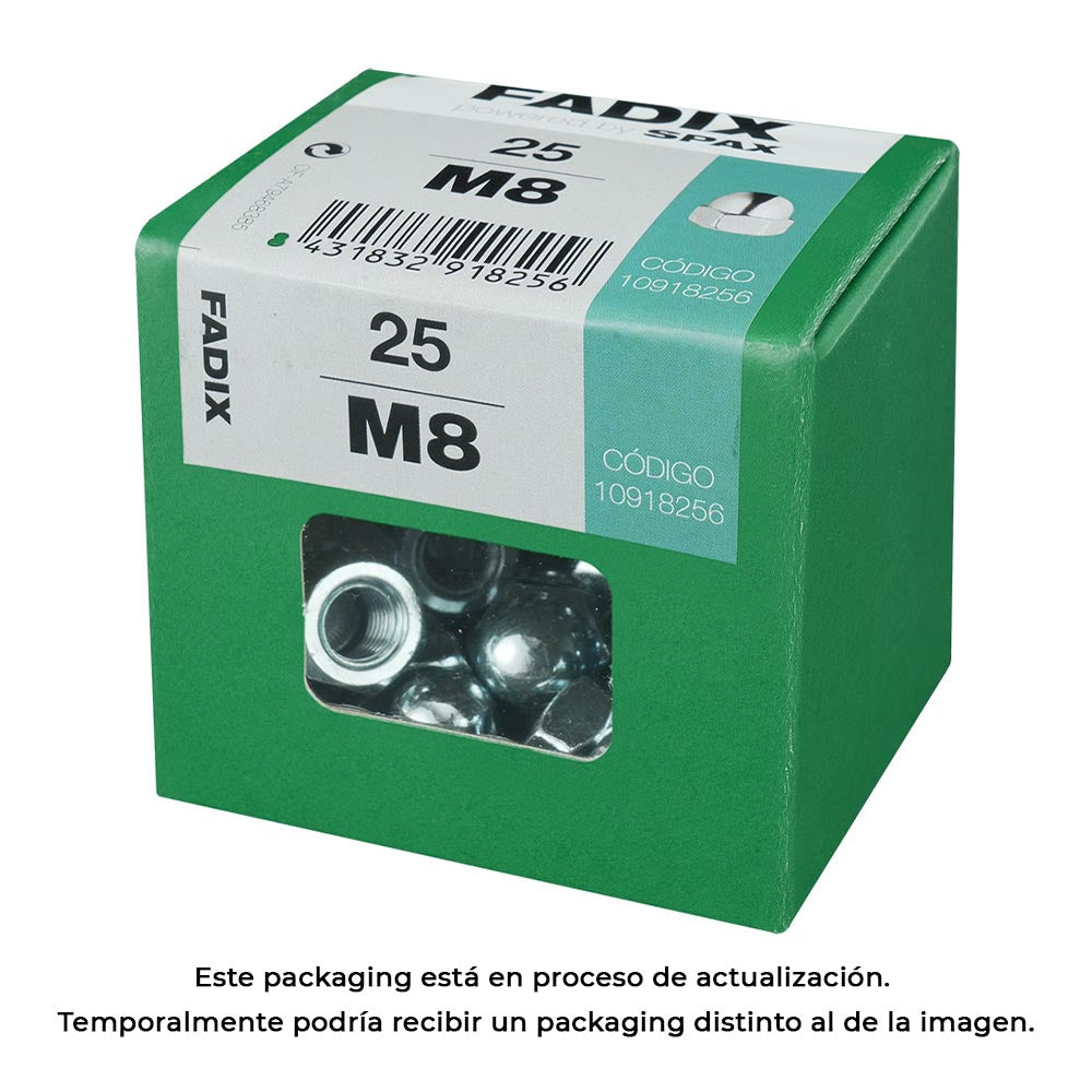 Caixa l 25 unid. porca cega zinco m 8 fadix_0