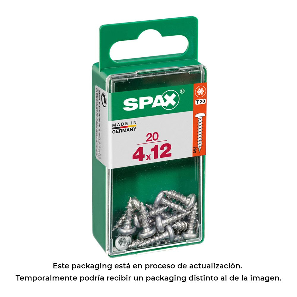 Caixa 20 unid. parafuso madeira spax cab. redonda wirox 4,0x12mm spax_0