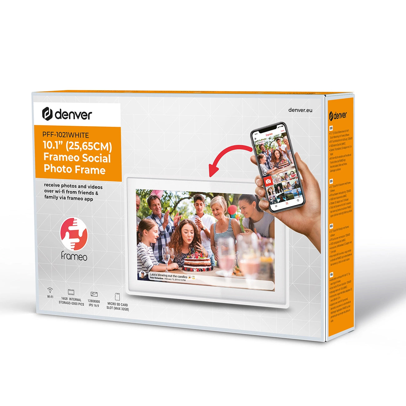 Denver Frameo PFF-1021W 10.1" Digital Frame - White_3