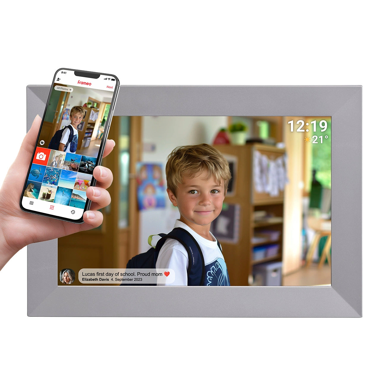 Denver Frameo PFF-1026GR 10.1" Digital Frame - Gray_0