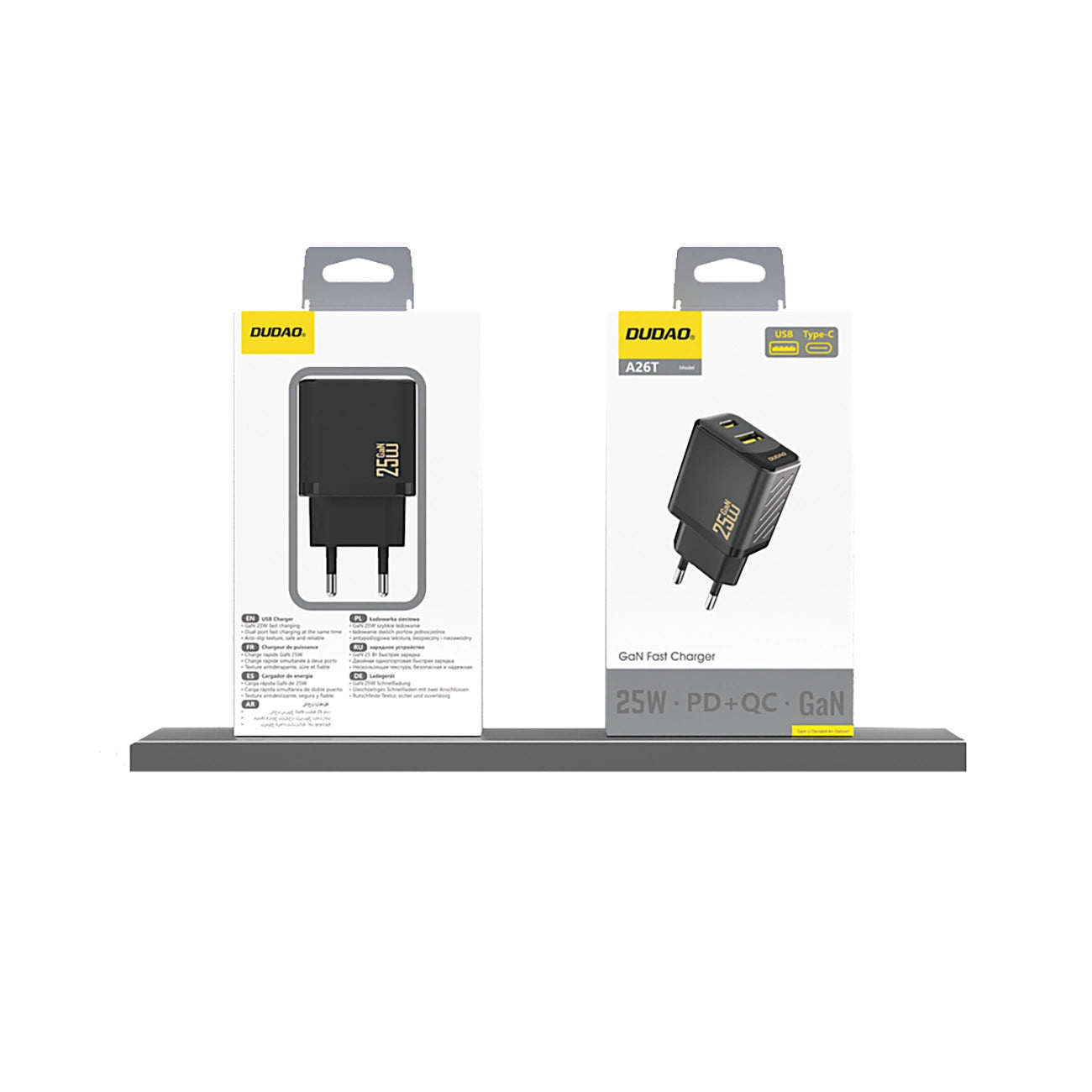 Dudao A26T GaN 25W USB-A, USB-C Charger - Black_3