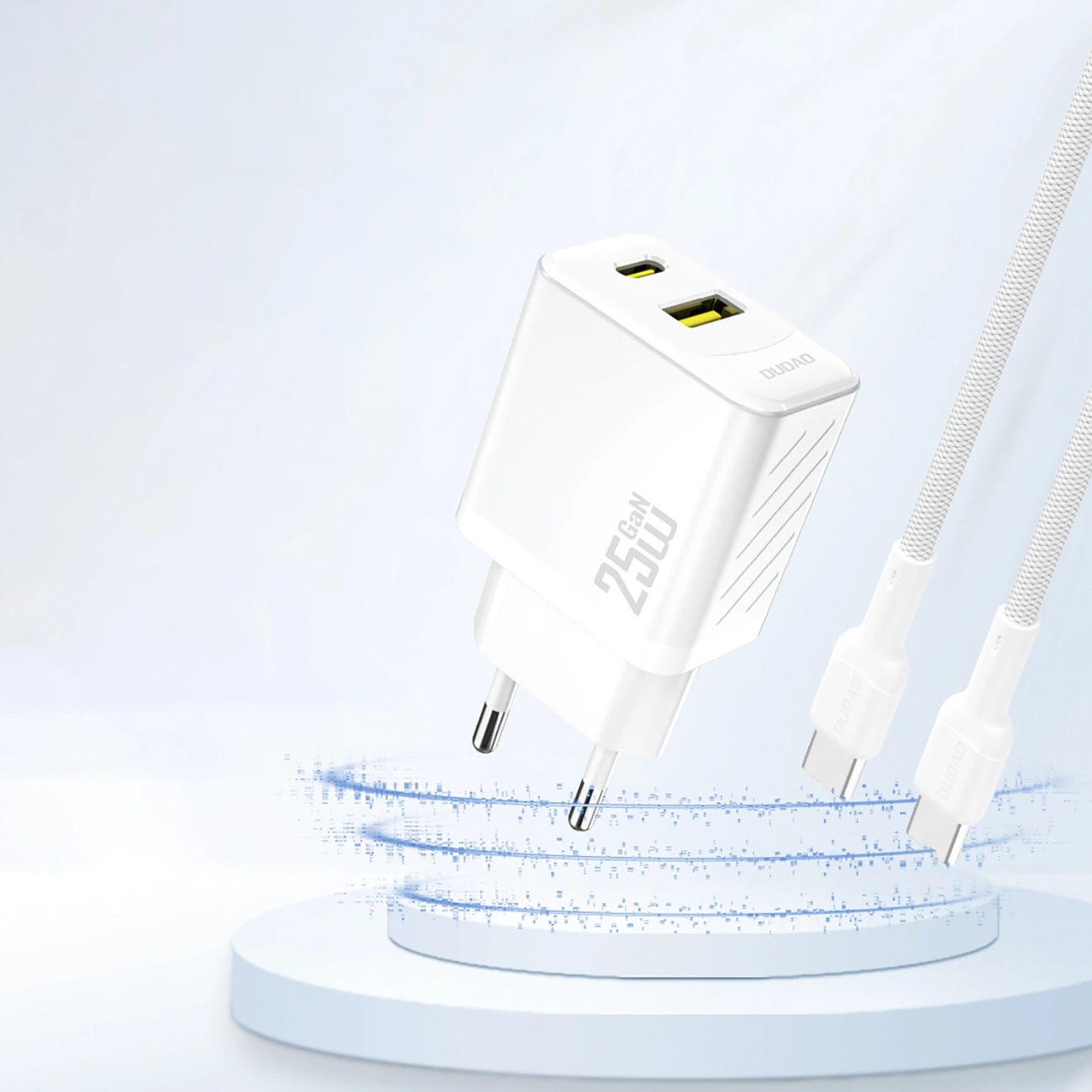Dudao A26T GaN 25W USB-A, USB-C Charger - White_1