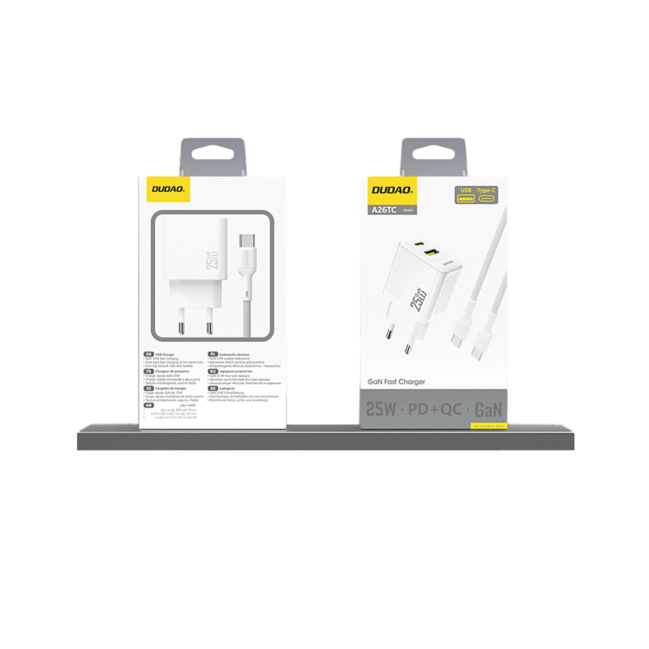 Dudao A26T GaN 25W USB-A, USB-C Charger - White_3