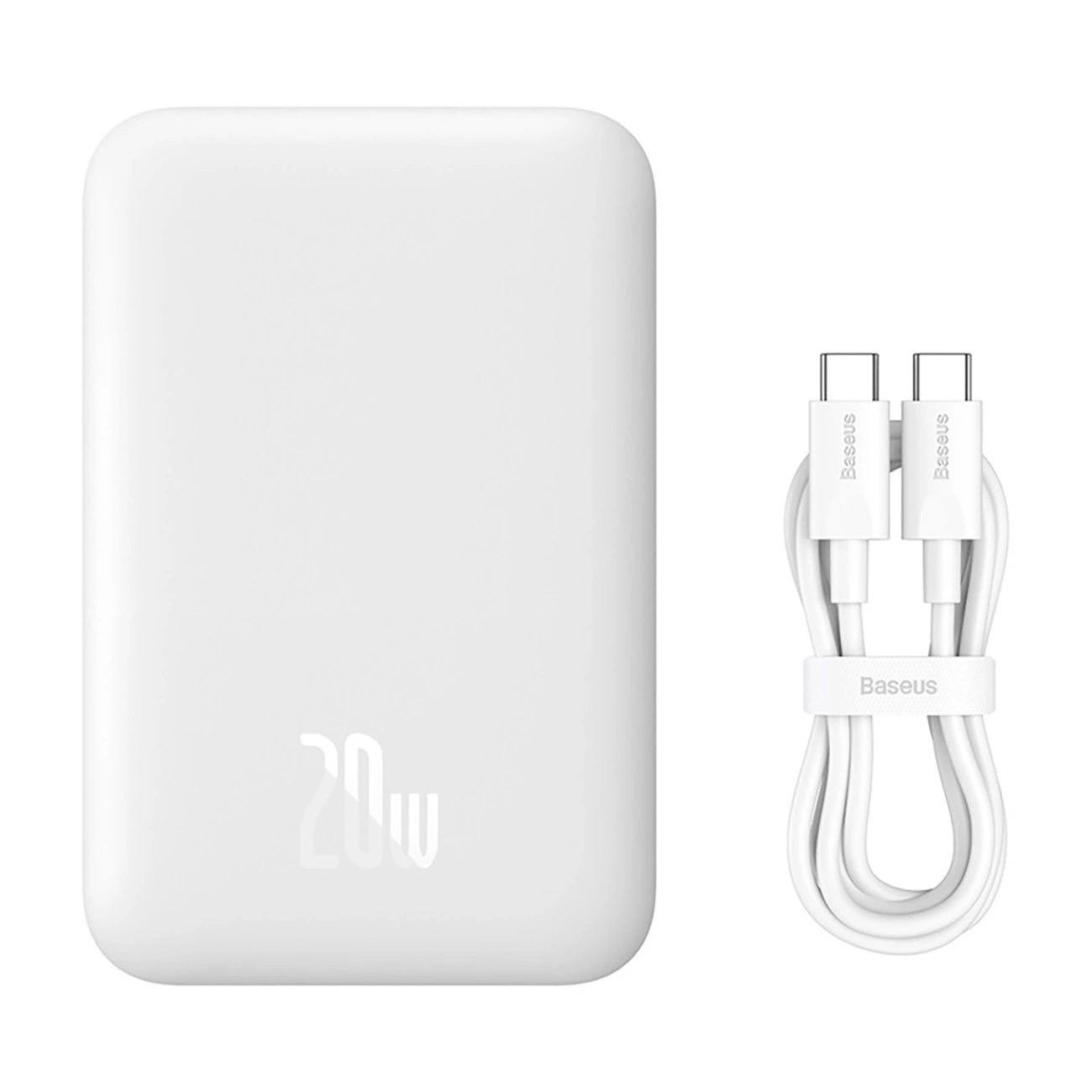 Baseus Magnetic Mini Air PPCXM06A 6000mAh 20W Power Bank with Simple Series USB-C Cable - White_0