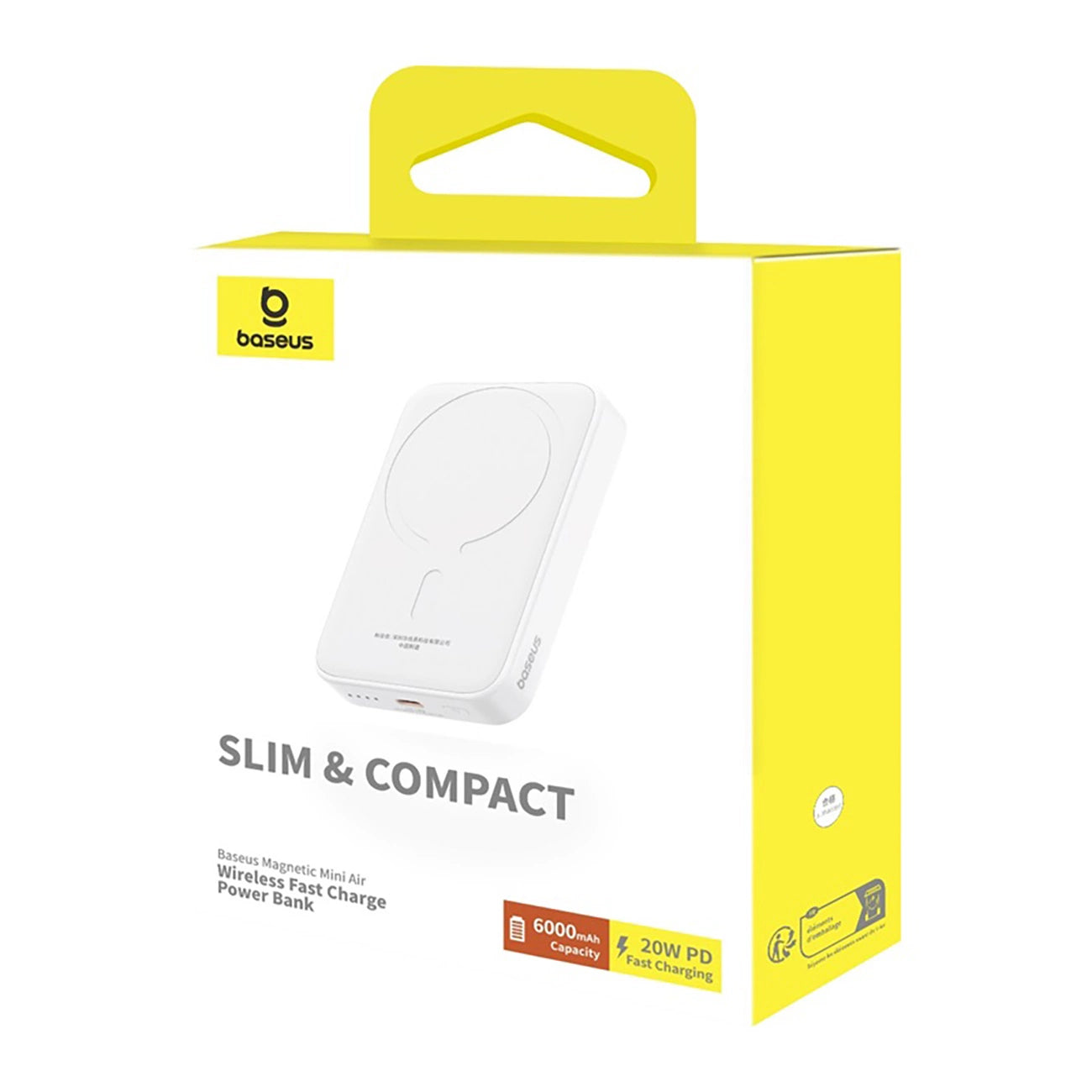 Baseus Magnetic Mini Air PPCXM06A 6000mAh 20W Power Bank with Simple Series USB-C Cable - White_9