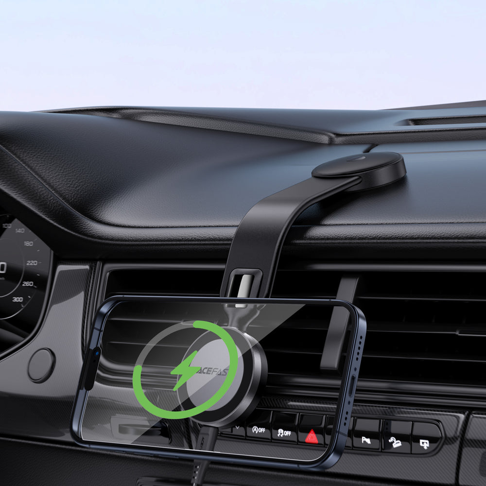 Acefast D37 Car Holder with MagSafe 15W Magnetic Charger for Dashboard - Black_7