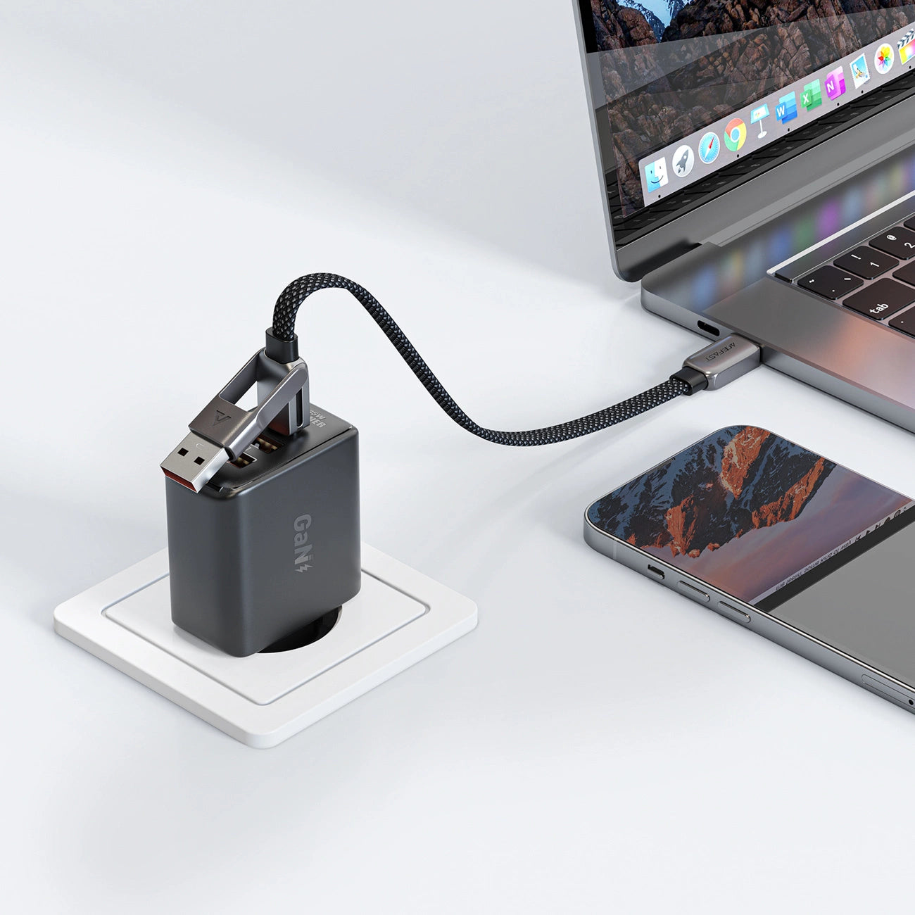 Acefast C13-05 USB-C - USB-A / USB-C Cable 480Mb/s 3A 0.2m - Black_5