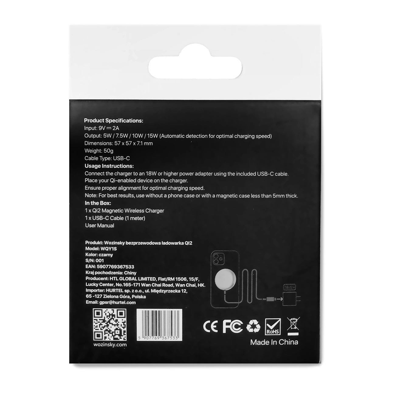 Wozinsky 15W Wireless Qi2 Inductive Charger - Black_4