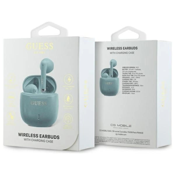 Guess Bluetooth headphones GUTWSJ14ESGQ TWS + docking station turquoise/turquoise Printed Classic Logo_3