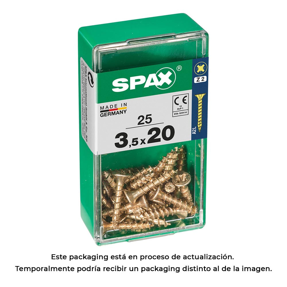 Caixa 25 unid. parafuso madeira spax cabeza plana yellox 3,5x20mm spax_0