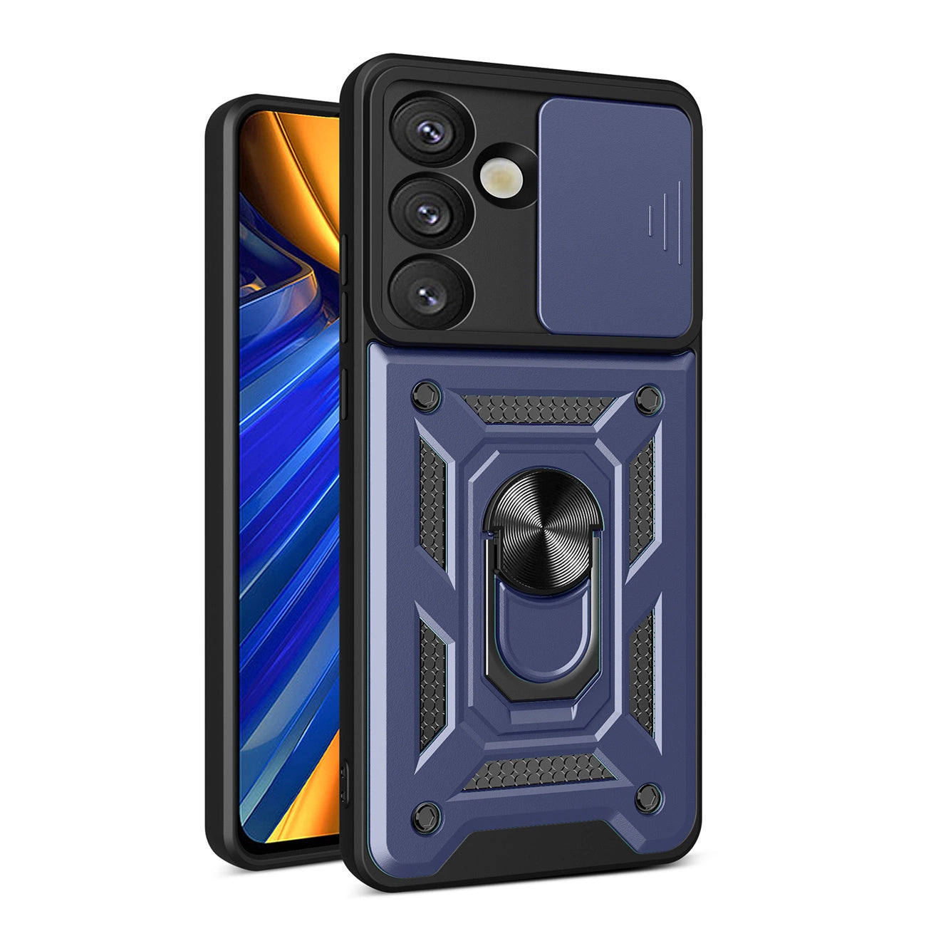 Hybrid Armor Camshield with Camera Cover and Metal Ring for Samsung Galaxy S25 - Blue_0