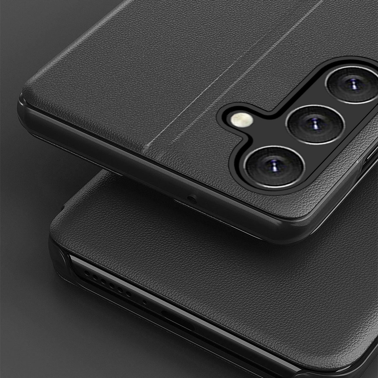 Eco Leather View Case for Samsung Galaxy S25+ with Flip Stand - Black_5