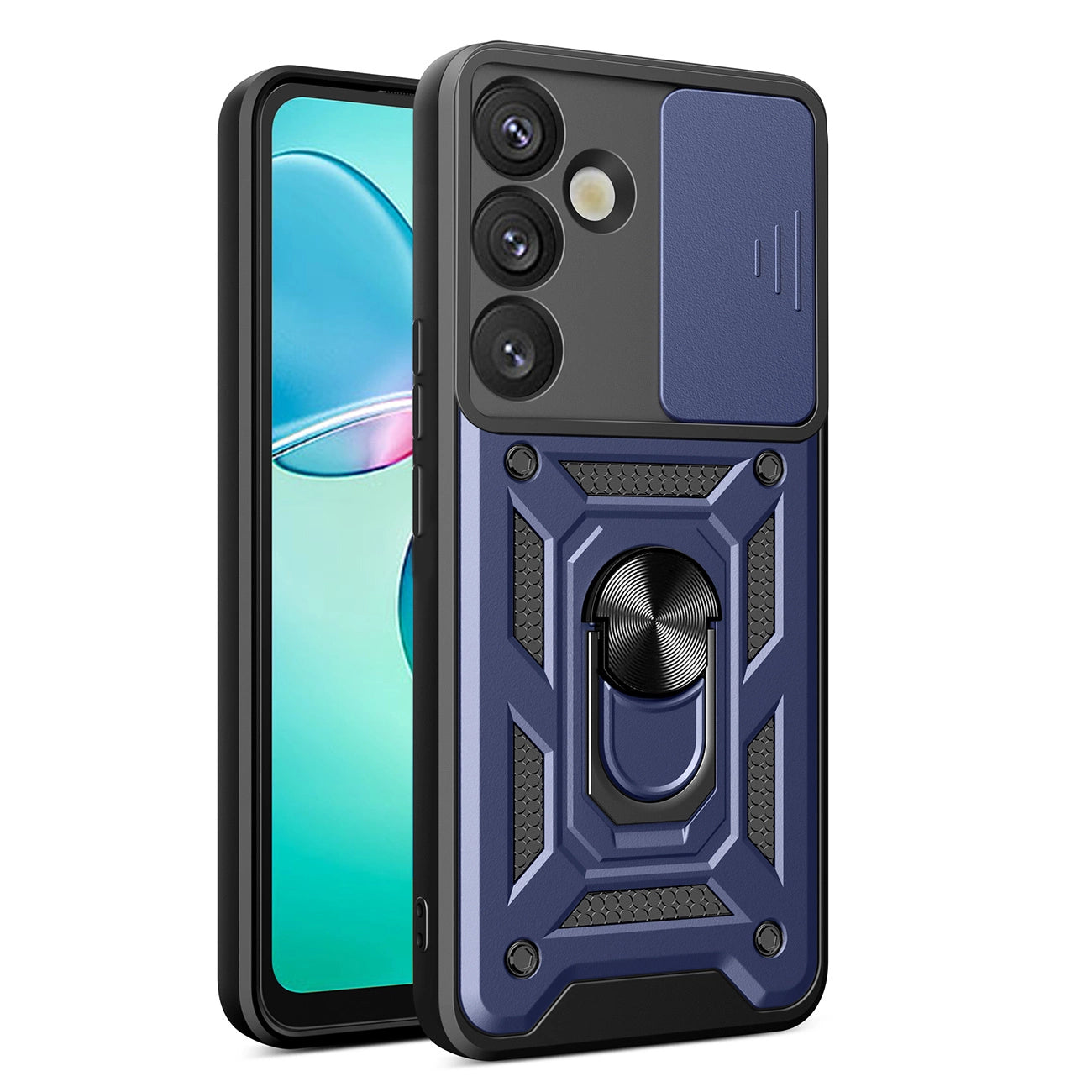 Hybrid Armor Camshield with Camera Cover and Metal Ring for Samsung Galaxy S25+ - Blue_0