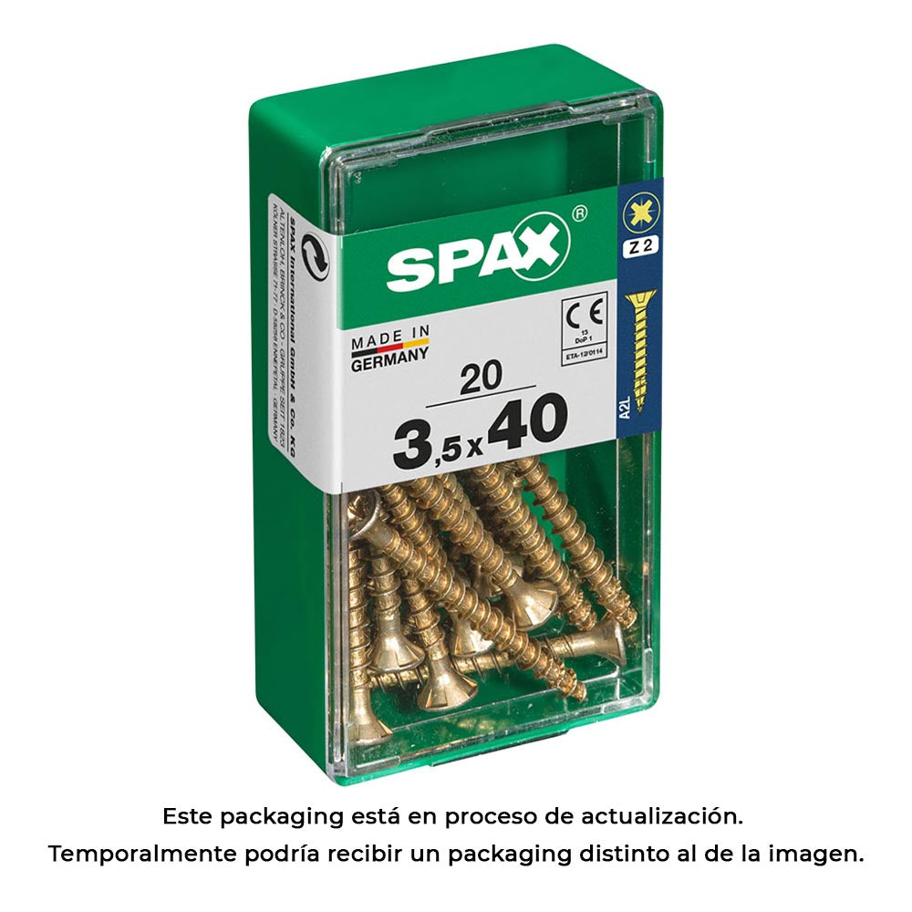 Caixa 20 unid. parafuso madeira spax cabeza plana yellox 3,5x40mm spax_0